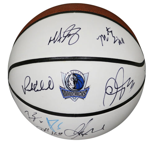 Dallas Mavericks 2014-15 Team Signed Autographed White Panel Basketball - 9 Autographs