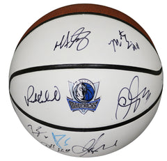 Dallas Mavericks 2014-15 Team Signed Autographed White Panel Basketball - 9 Autographs