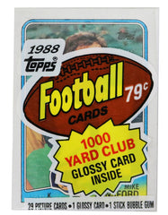 1988 Topps Football Sealed Cello Pack - 29 Trading Cards - Jim Kelly on Back