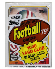 1988 Topps Football Sealed Cello Pack - 29 Trading Cards - Jerry Rice of Front