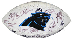Carolina Panthers 2015 Super Bowl Team Signed Autographed White Panel Logo Football Authenticated Ink COA Newton Kuechly
