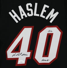Udonis Haslem Miami Heat Signed Autographed Black #40 Jersey JSA Witnessed COA