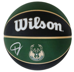 Giannis Antetokounmpo Milwaukee Bucks Signed Autographed Wilson Bucks Logo Basketball Five Star Grading COA