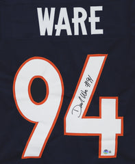 DeMarcus Ware Denver Broncos Signed Autographed Blue #94 Custom Jersey Beckett Witness Certification