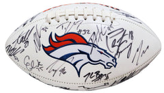 Denver Broncos 2015 Team Super Bowl Champions Signed Autographed White Panel Logo Football Authenticated Ink COA Manning Miller