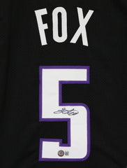 De'Aaron Fox Sacramento Kings Signed Autographed Black #5 Custom Jersey Beckett Witness Certification