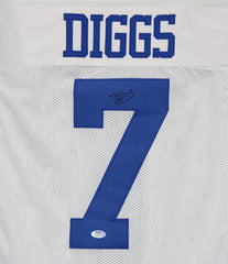 Trevon Diggs Dallas Cowboys Signed Autographed White #7 Custom Jersey Witnessed PSA In the Presence Sticker Hologram Only