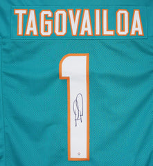 Tua Tagovailoa Miami Dolphins Signed Autographed Aqua #1 Custom Jersey PAAS COA