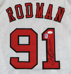 Dennis Rodman Chicago Bulls Signed Autographed White #91 Custom The Worm Jersey JSA Witnessed COA