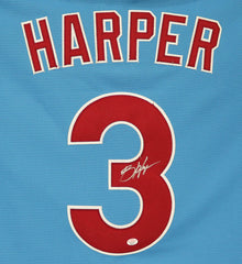 Bryce Harper Philadelphia Phillies Signed Autographed Light Blue #3 Jersey PAAS COA
