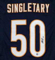 Mike Singletary Chicago Bears Signed Autographed Blue #50 Custom Jersey Beckett Certification