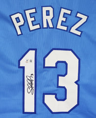 Salvador Perez Kansas City Royals Signed Autographed Blue #13 Custom Jersey Beckett Witness Certification