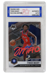 Tyrese Maxey Philadelphia 76ers Signed Autographed 2020-21 Panini Mosaic #263 Basketball Card Five Star Grading Certified