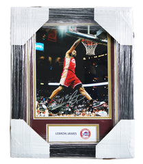 Lebron James Cleveland Cavaliers Cavs Signed Autographed 16" x 13" Framed Photo Display Five Star Grading