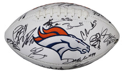 Denver Broncos 2015 Team Super Bowl Champions Signed Autographed White Panel Logo Football PAAS COA Manning Miller