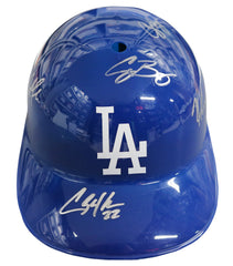 Los Angeles Dodgers Kershaw Bellinger Seager Turner Puig Signed Autographed Souvenir Full Size Batting Helmet Pinpoint Letter COA