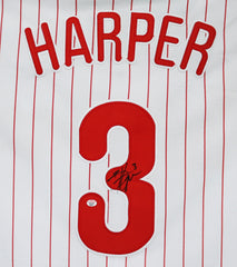 Bryce Harper Philadelphia Phillies Signed Autographed White Pinstripe #3 Jersey PAAS COA