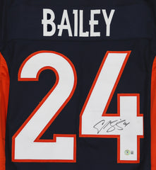 Champ Bailey Denver Broncos Signed Autographed Blue #24 Custom Jersey Beckett Witness Certification