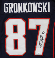 Rob Gronkowski New England Patriots Signed Autographed Blue #87 Custom Jersey JSA Witnessed COA