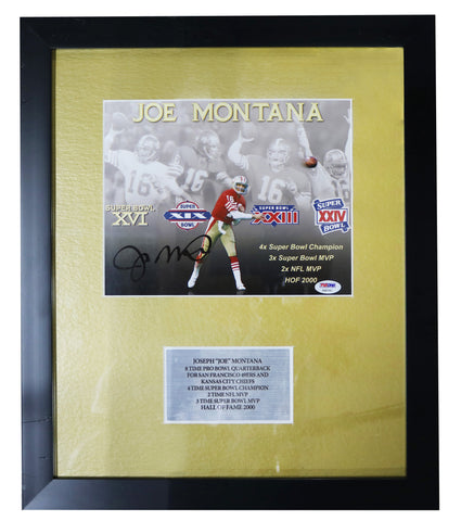 Joe Montana San Francisco 49ers Signed Autographed 19" x 16" Framed Photo Display PSA COA