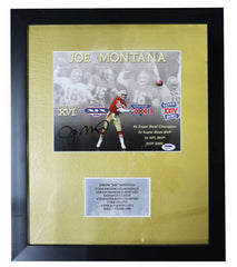 Joe Montana San Francisco 49ers Signed Autographed 19" x 16" Framed Photo Display PSA COA