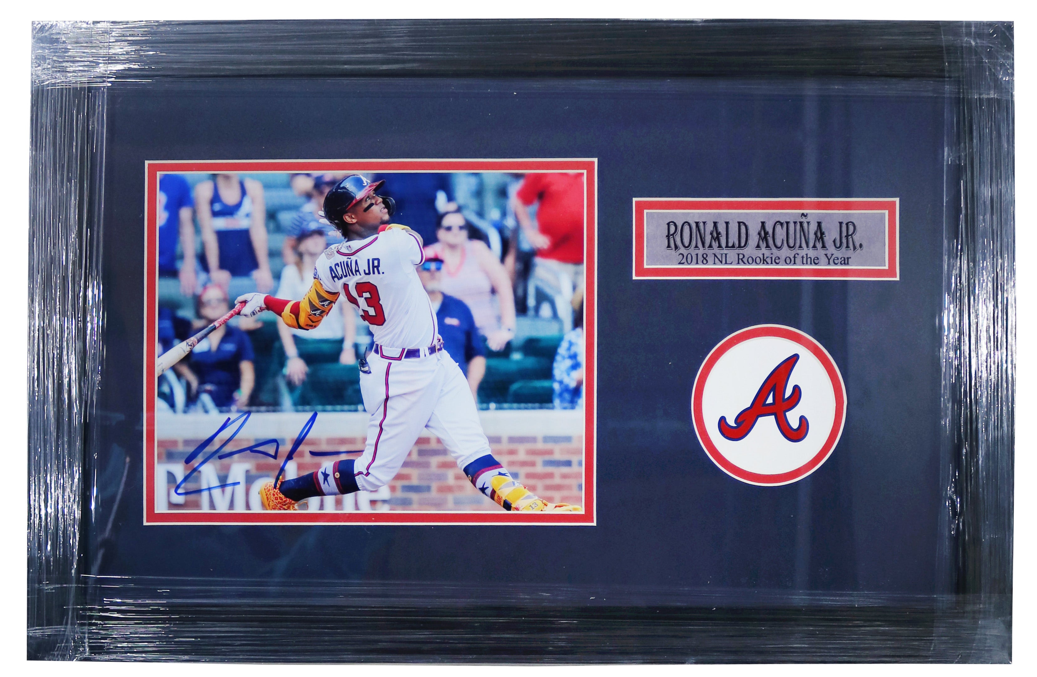 Acuna Script Ronald Acuna Jr. Atlanta Braves Signed Autographed 22x14 Framed Photo ...