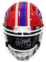 Jim Kelly Buffalo Bills Signed Autographed Football Visor with Riddell Full Size Throwback Replica Football Helmet Heritage Authentication COA