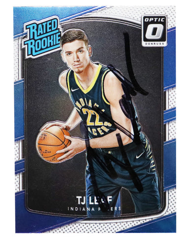 TJ Leaf Indiana Pacers Signed Autographed 2017-18 Donruss Optic Rated Rookie #183 Basketball Card