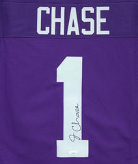 Ja'Marr Chase LSU Tigers Signed Autographed Purple #1 Custom Jersey JSA COA