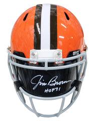 Jim Brown Cleveland Browns Signed Autographed Football Visor with Riddell Full Size Speed Replica Football Helmet Heritage Authentication COA