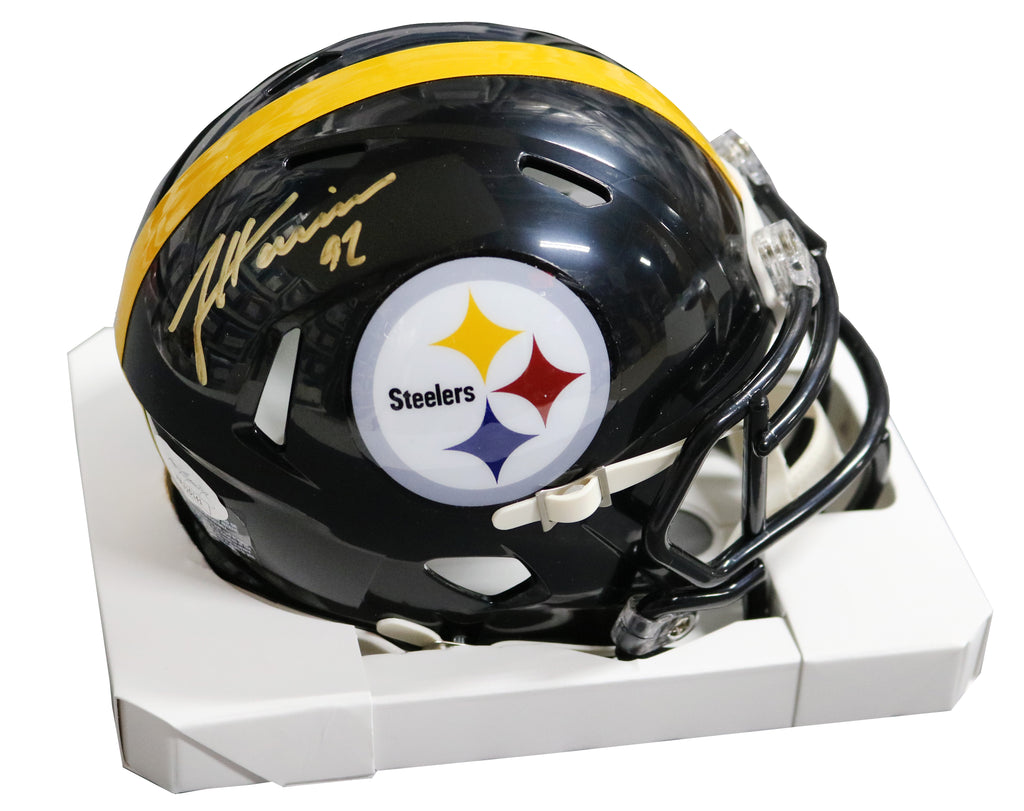 James Harrison Autographed Steelers Black Mini Helmet - JSA COA