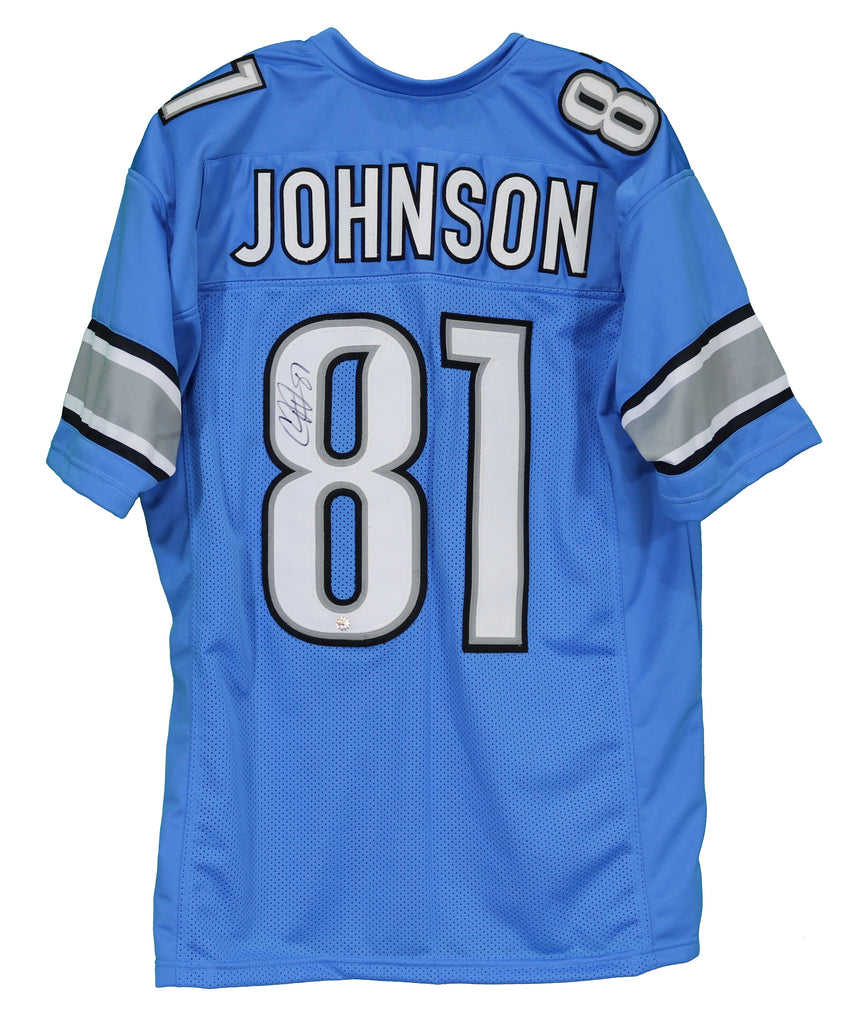 Calvin Johnson Detroit Lions Signed Autographed Blue #81 Custom