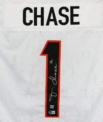 Ja'Marr Chase Cincinnati Bengals Signed Autographed White #1 Custom Jersey Beckett Witness Certification
