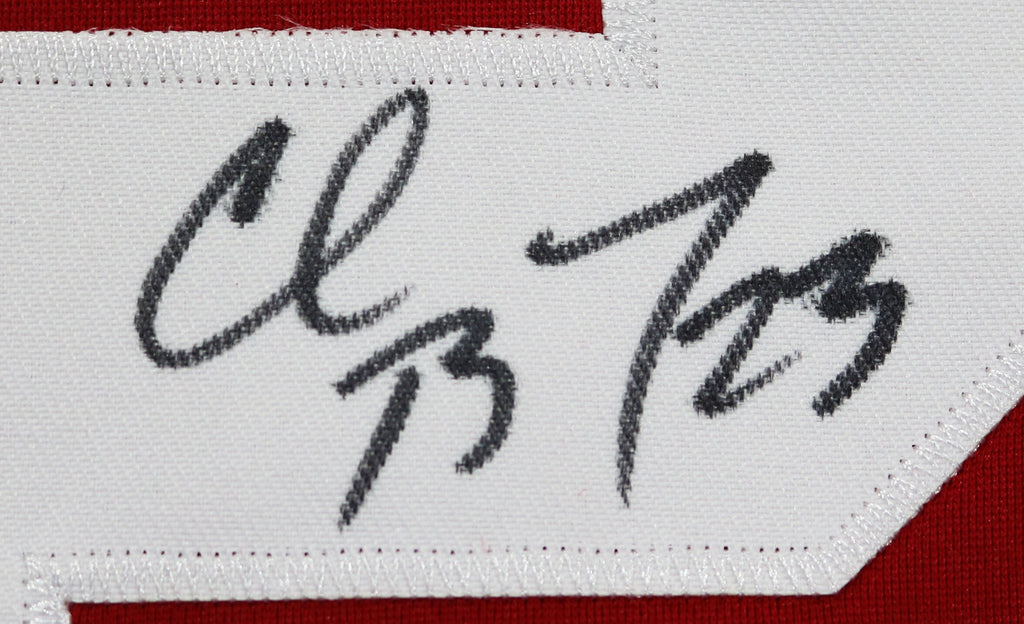 San Francisco 49ers Cristian McCaffrey Autographed Framed Red Jersey  Beckett BAS Witness Stock #218631