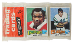 1975 Topps Football Unopened Sealed Partial Rack Pack - Bleier, Riggins and Lanier Showing