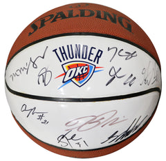 Oklahoma City Thunder 2014-15 Team Signed Autographed White Panel Logo Basketball - Westbrook Durant