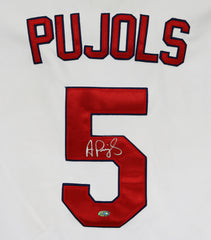 Albert Pujols St. Louis Cardinals Signed Autographed White #5 Jersey Mounted Memories Sticker Hologram