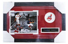 Francisco Lindor Cleveland Indians Signed Autographed 22" x 14" Framed Photo CAS COA