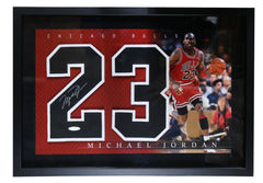 Michael Jordan Chicago Bulls Signed Autographed Jersey Number Framed Display UDA Upper Deck COA