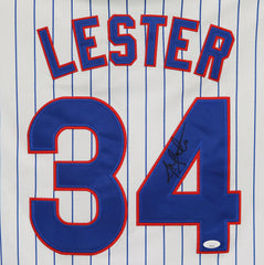 Jon Lester Chicago Cubs Signed Autographed White Pinstripe #34 Jersey JSA COA