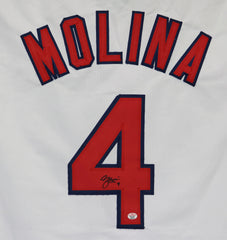 Yadier Molina St. Louis Cardinals Signed Autographed White #4 Custom Jersey PAAS COA