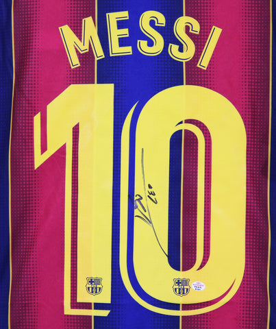 Lionel Messi Signed Autographed Barcelona #10 Blue Red Jersey PAAS COA