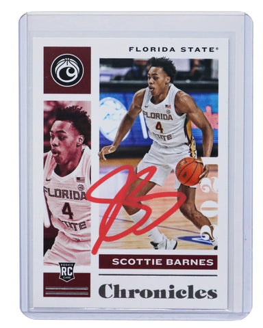 Scottie Barnes Florida State Seminoles Signed Autographed 2021 Panini Chronicles Draft Picks #7 Basketball Card Five Star Grading Certified