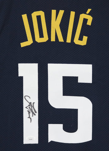 Nikola Jokic Denver Nuggets Signed Autographed Dark Blue #15 Custom Jersey JSA COA