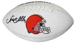 Nick Chubb Cleveland Browns Signed Autographed White Panel Logo Football Beckett Witness Certification