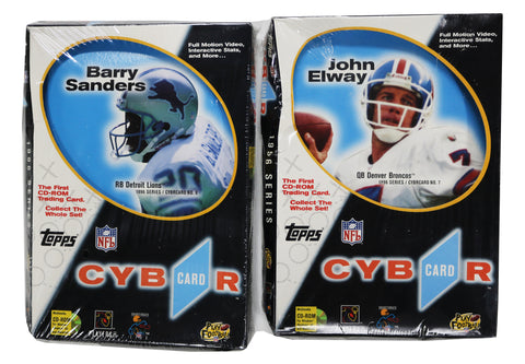 Barry Sanders Detroit Lions and John Elway Denver Broncos 1996 Topps CYBER CARD NFL CD-ROM Trading Cards