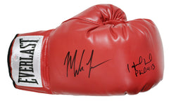 Mike Tyson and Evander Holyfield Signed Autographed Red Everlast Boxing Glove PAAS COA