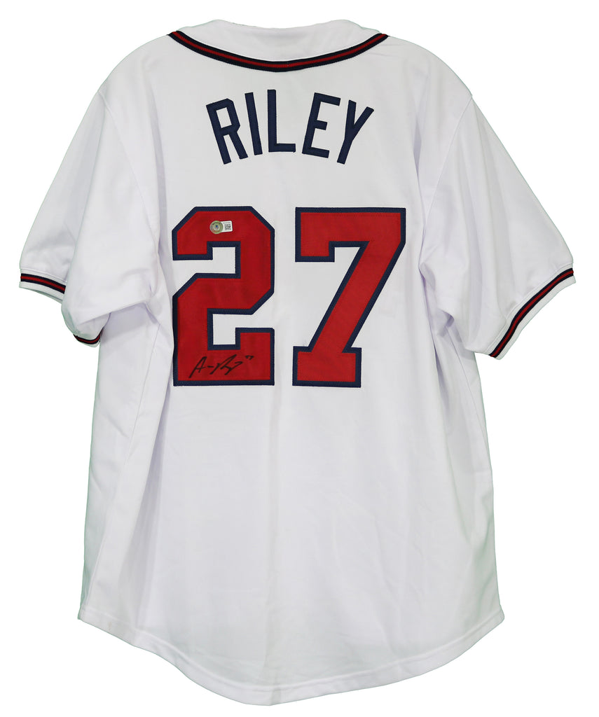 Austin Riley Atlanta Braves Signed Autographed White #27 Custom Jersey –