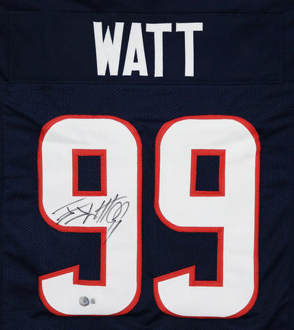 J.J. Watt Houston Texans Signed Autographed Blue #99 Custom Jersey Beckett Witness Certification