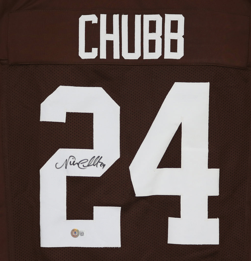 Nick Chubb Cleveland Browns Signed Autographed Brown #24 Custom Jersey –